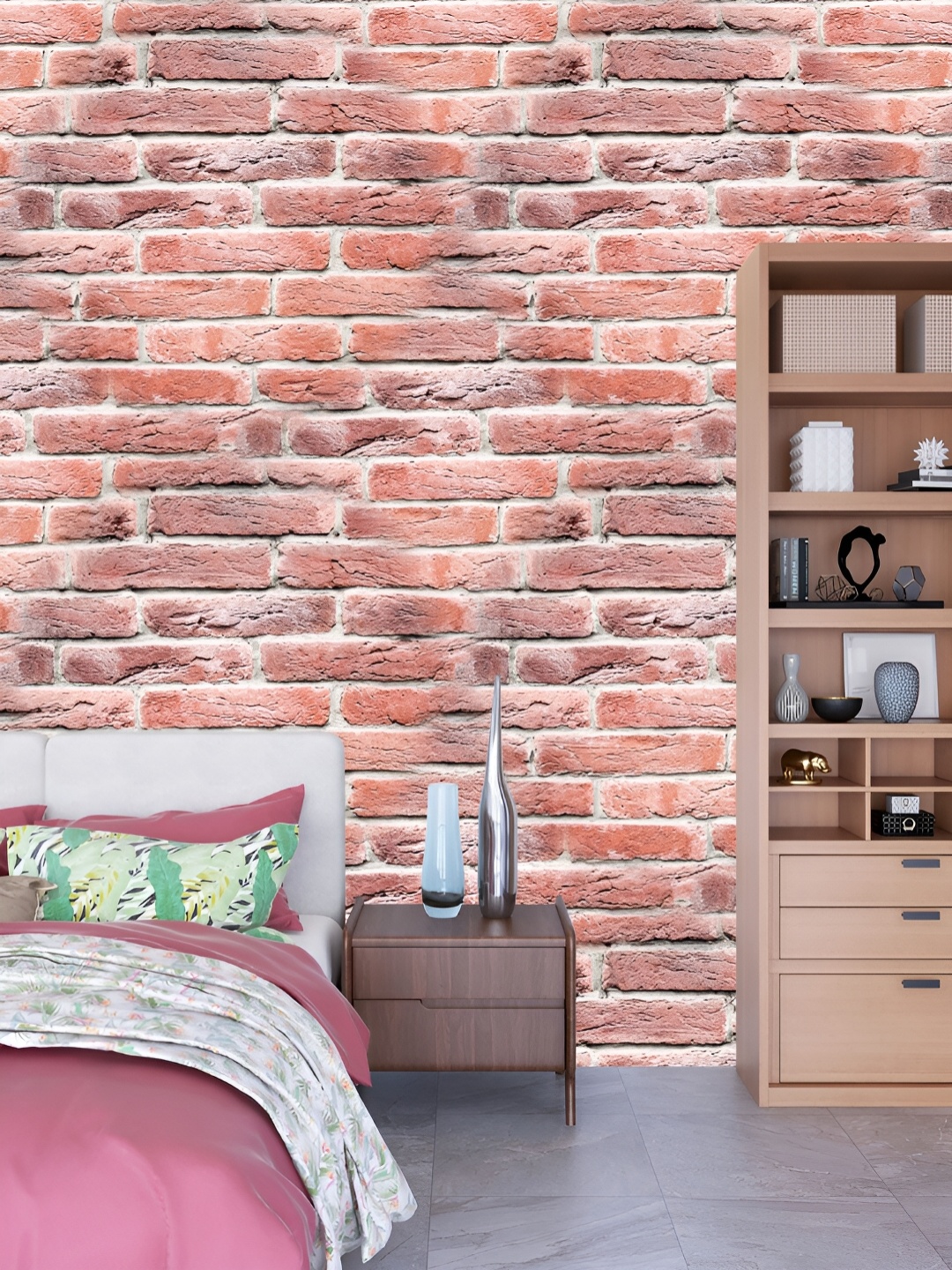 

DWELLSINDIA Rust & Brown Brick Pattern Self Adhesive Waterproof Removable Wallpaper