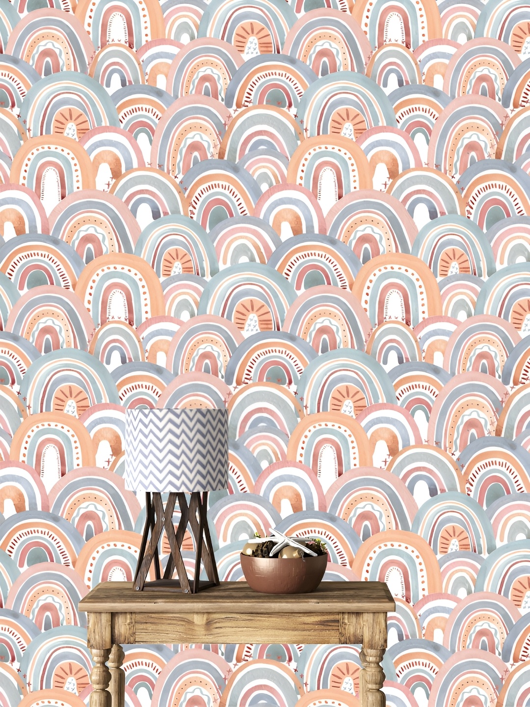 

DWELLSINDIA Brown & Blue Geometric Pattern Self Adhesive Waterproof Removable Wallpaper