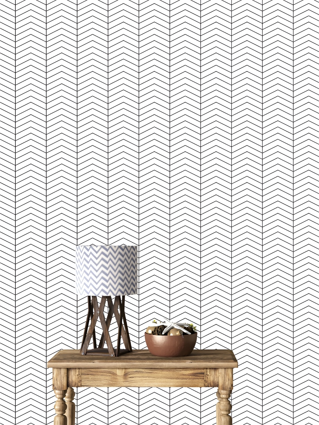 

DWELLSINDIA White & Black Geometric Pattern Self Adhesive Waterproof Removable Wallpaper