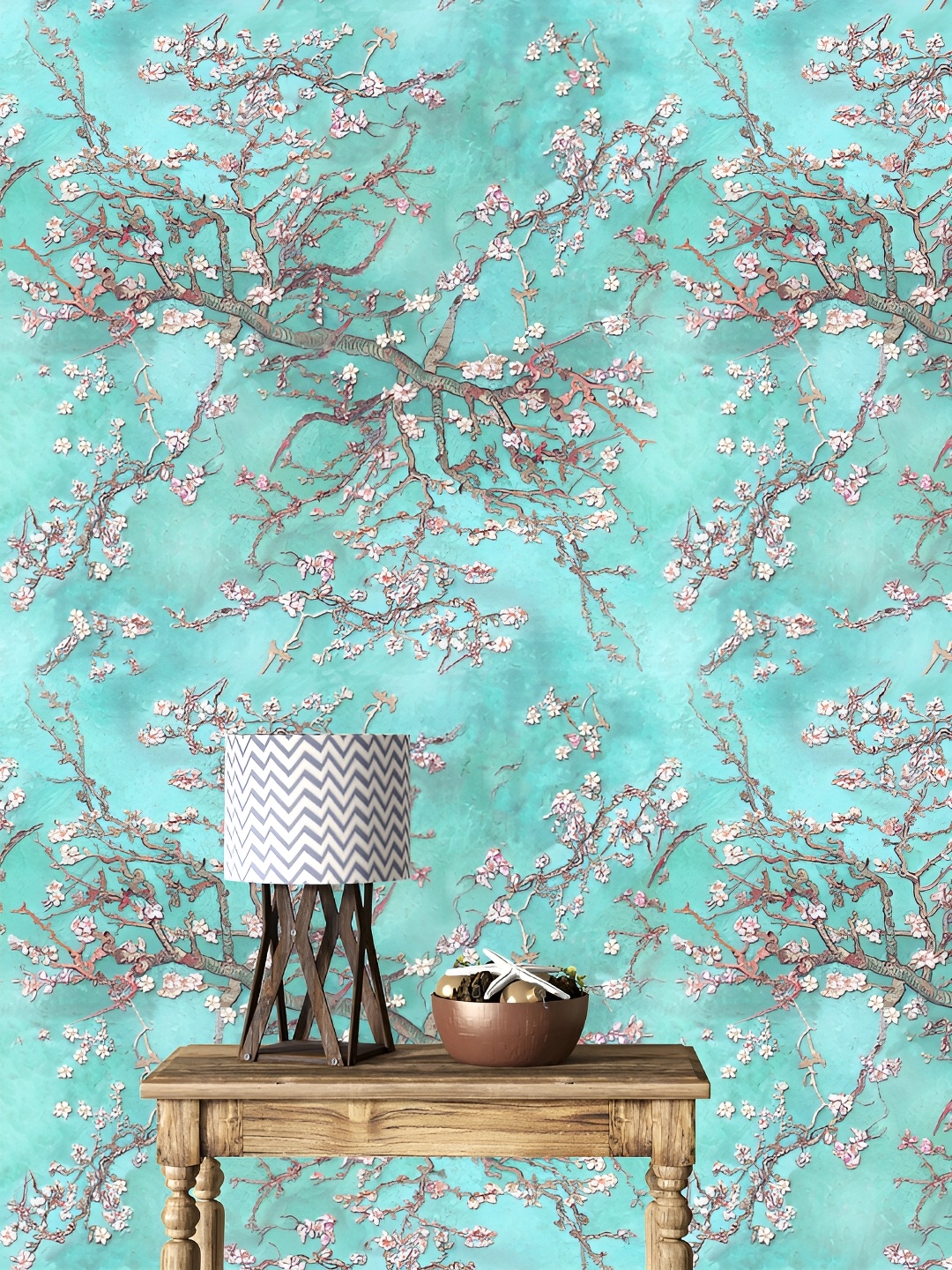 

DWELLSINDIA Green & Purple Floral Self Adhesive Waterproof Removable Wallpaper