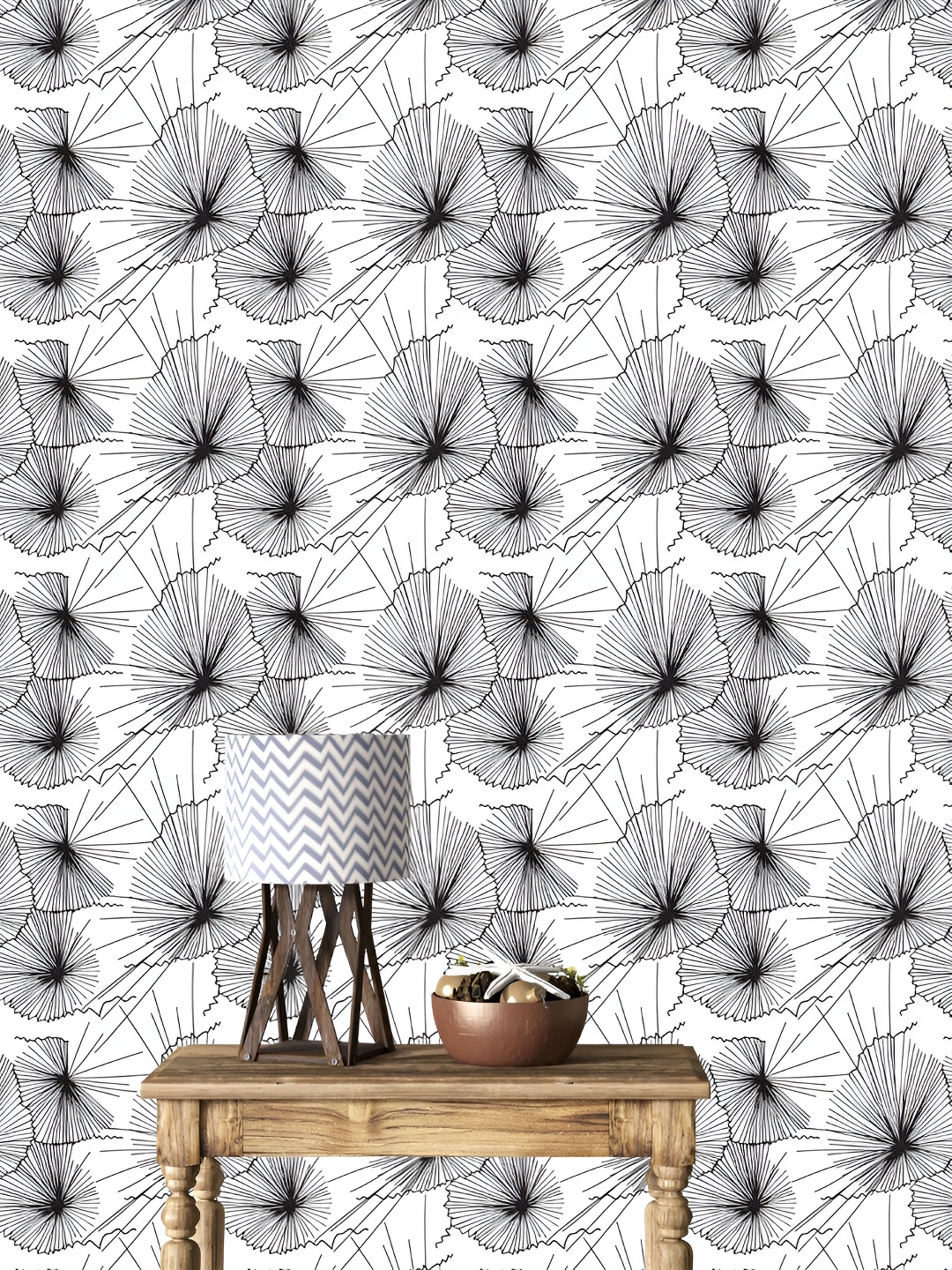 

DWELLSINDIA White & Black Tropical Leaves Self Adhesive Waterproof Removable Wallpaper