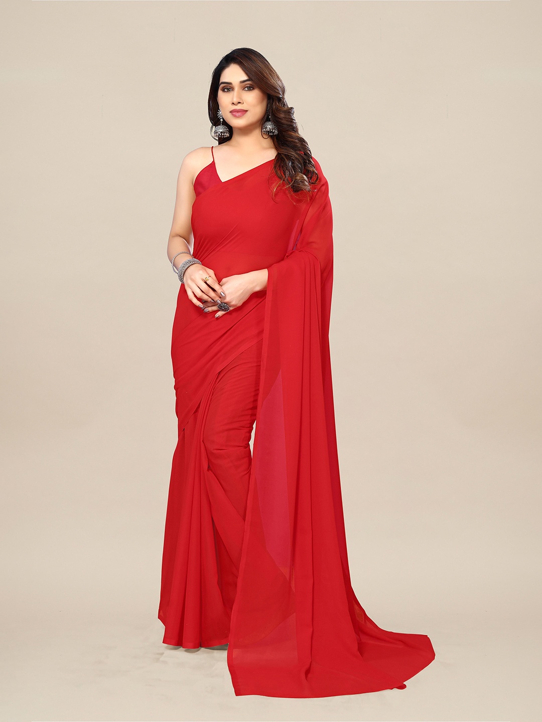 

ANAND SAREES Pure Georgette Saree, Red
