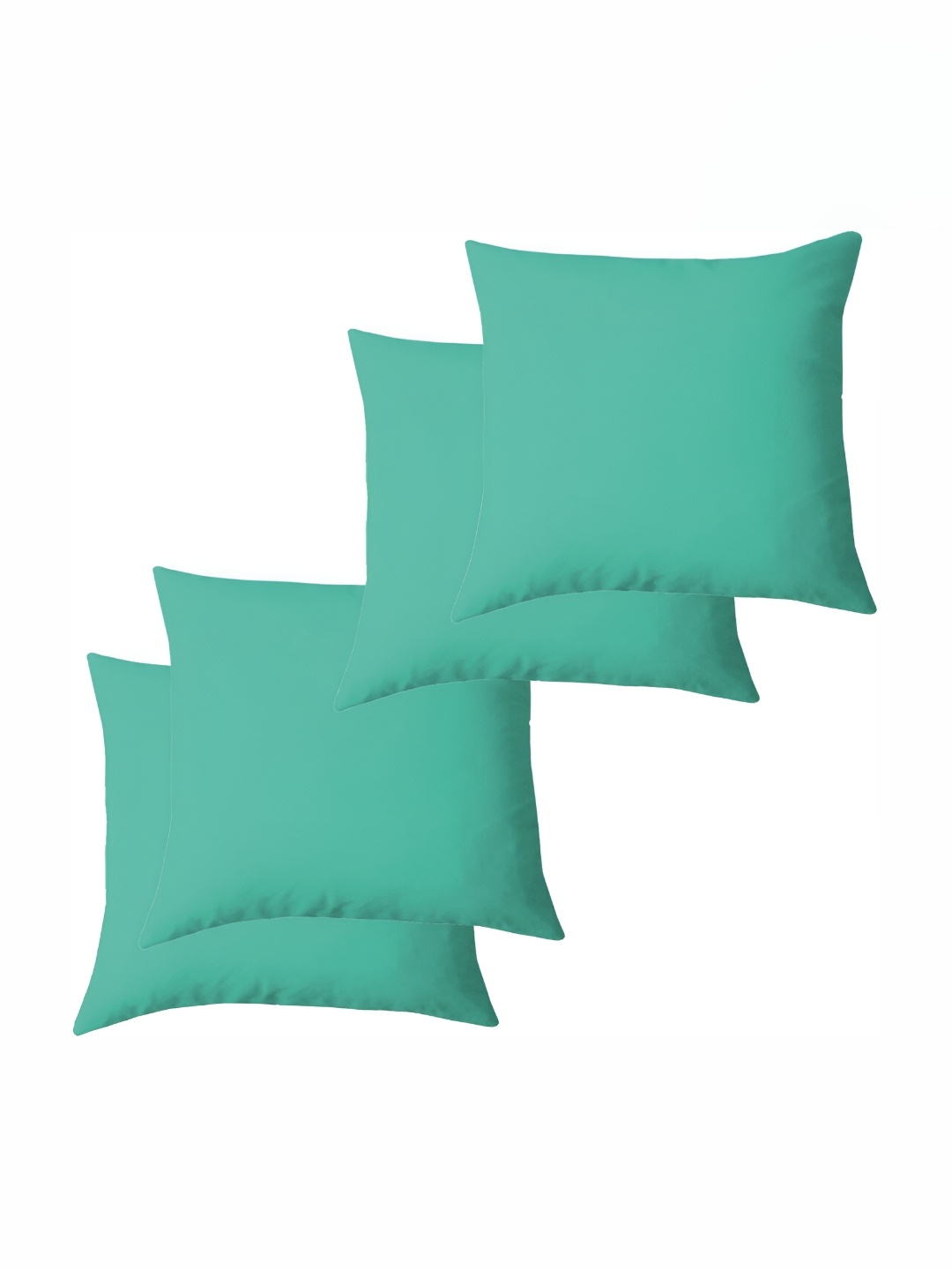

LINENOVATION Sea Green 4 Pieces Square Microfibre Filled Cushions, Blue