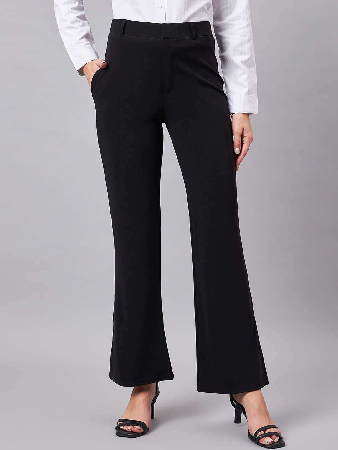 

Style Quotient Women Smart Flared Bootcut Trousers, Black