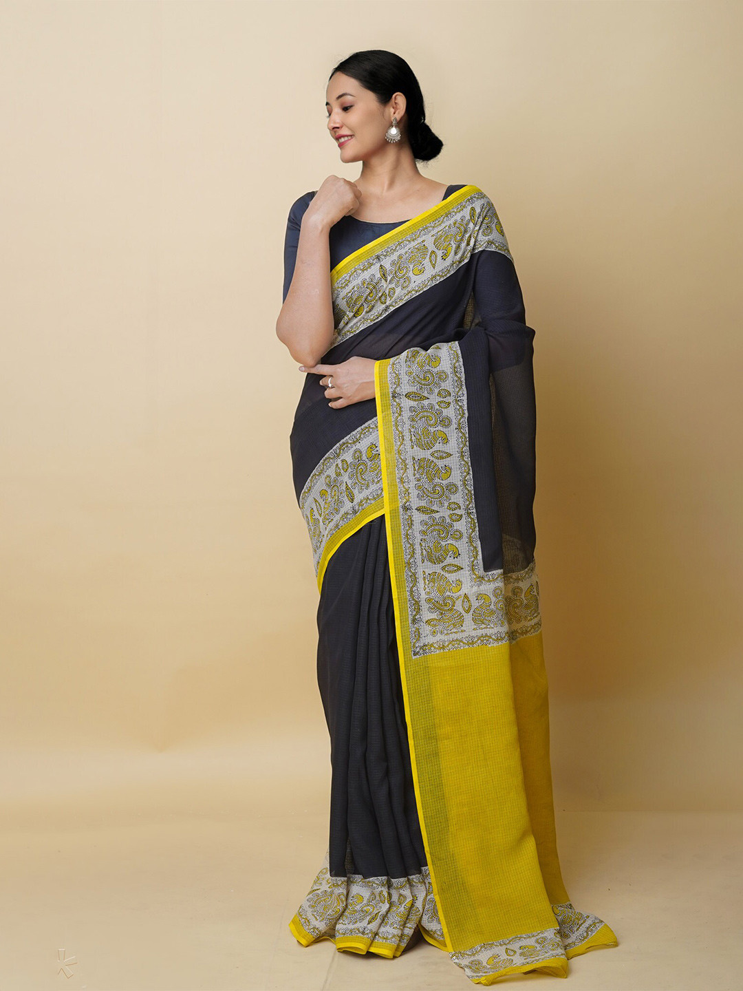 

Unnati Silks Pure Cotton Kota Saree, Black