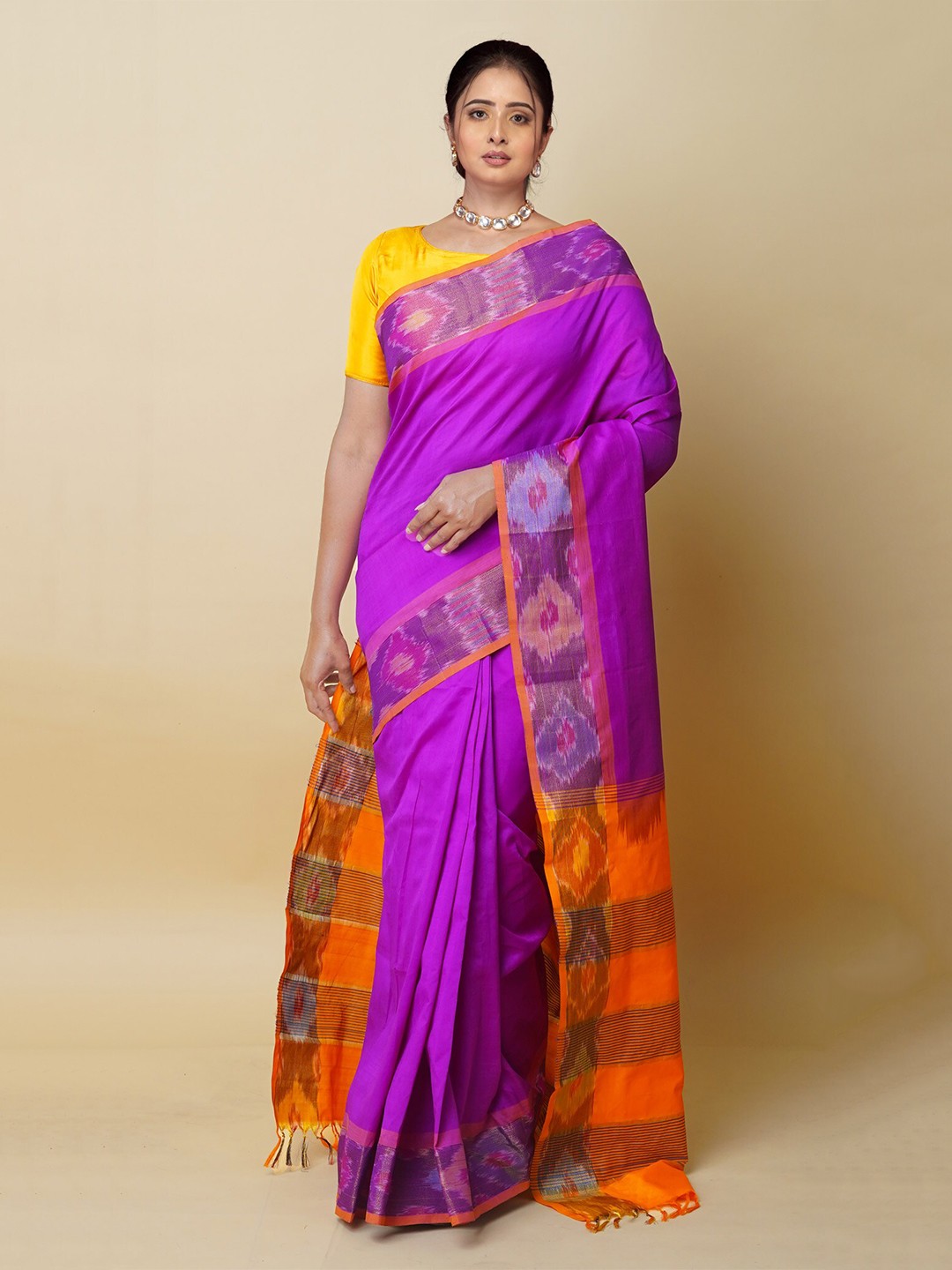 

Unnati Silks Woven Design Zari Pochampally Saree, Pink