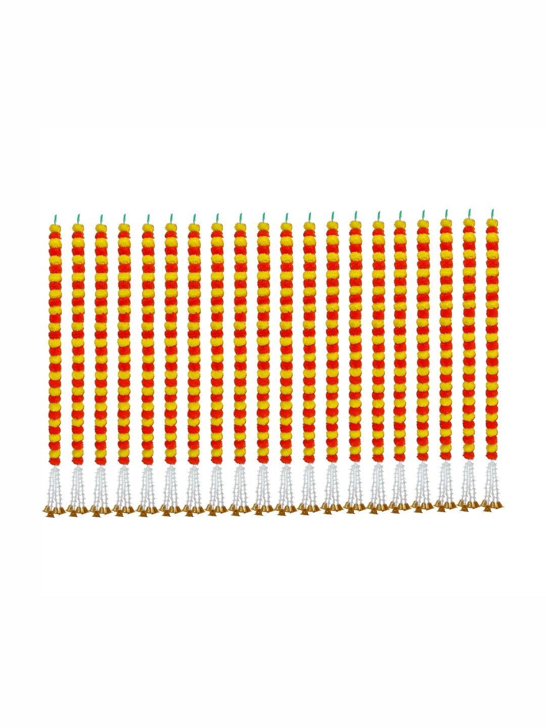 

iHandikart Yellow & Orange 20 Pieces Hanging Marigold Artificial Flowers
