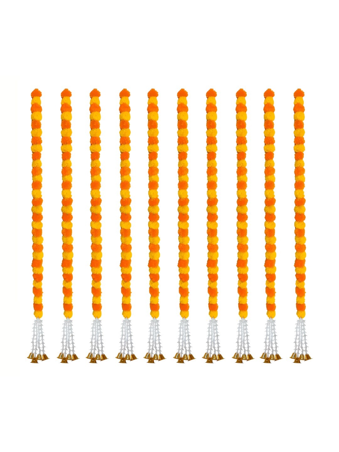 

iHandikart Yellow 10 Pieces Marigold Garland with Bell Artificial Flowers