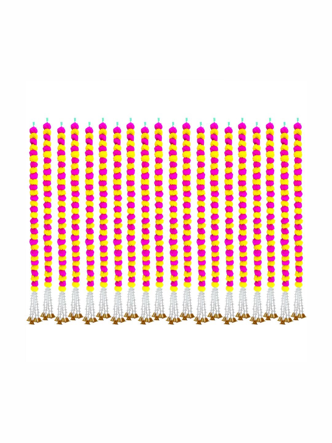

iHandikart Yellow & Purple 25 Pieces Hanging Marigold Artificial Flowers