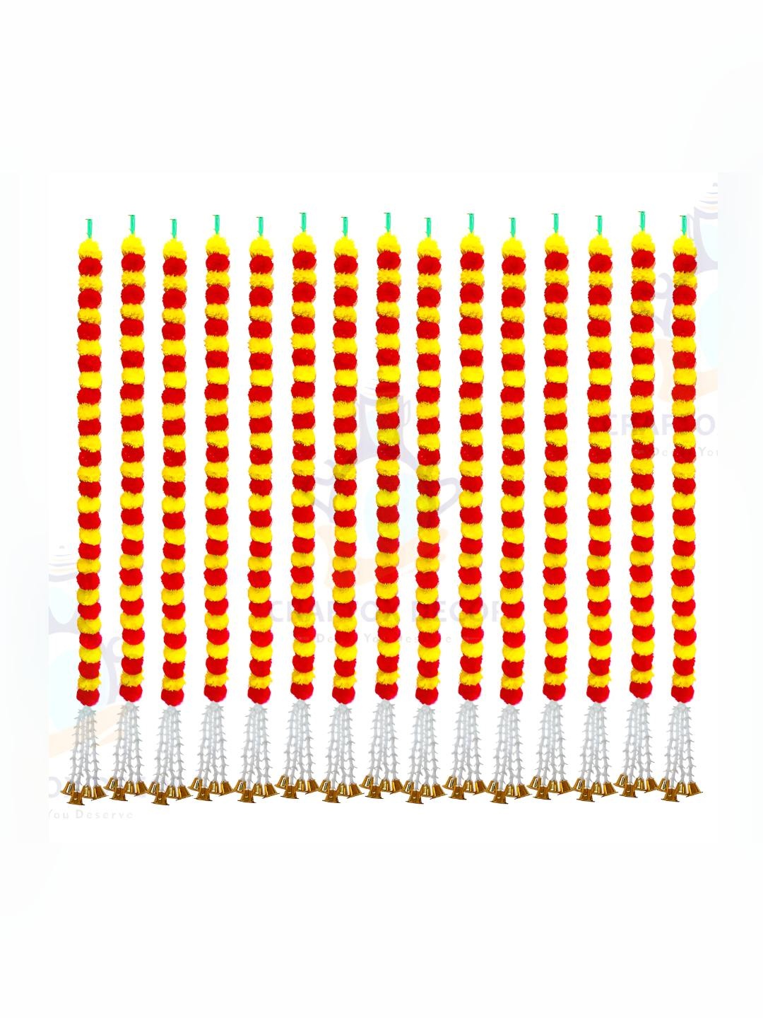 

iHandikart Red & Yellow 15 Pieces Hanging Marigold Artificial Flower