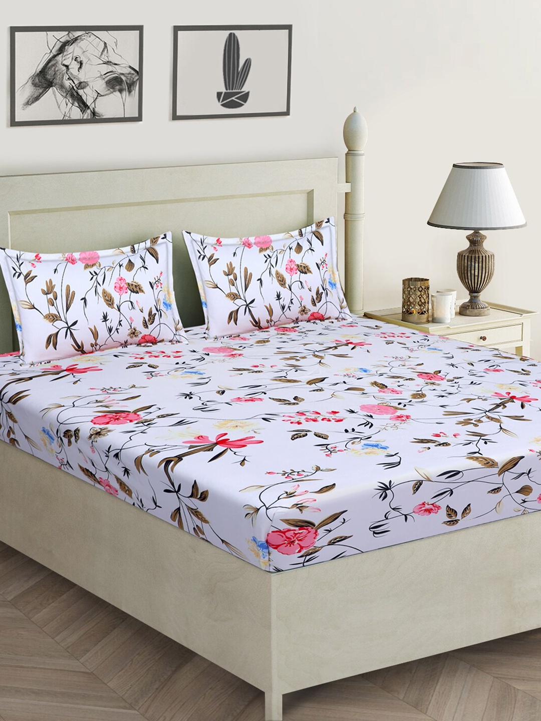 

Aura Ethnic Motifs 152 TC Queen Bedsheet With 2 Pillow Covers, Blue
