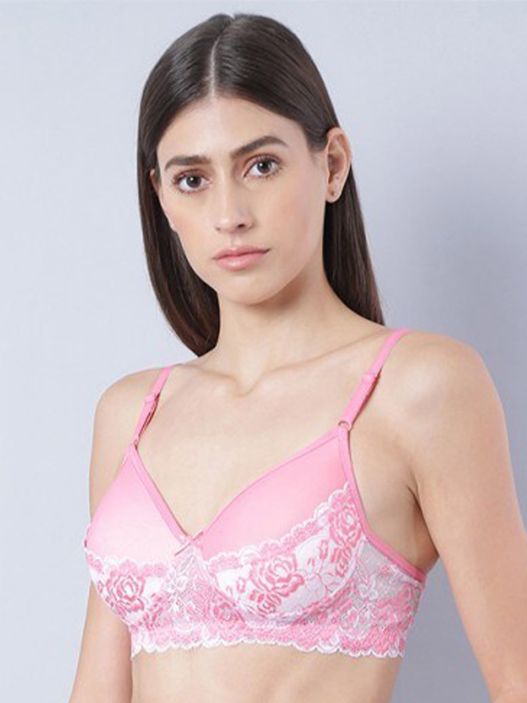 

Aila Floral Lace Full Coverage Lightly Padded Bralette Bra With All Day Comfort, White