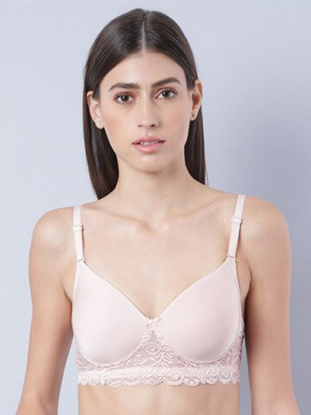 

Aila Full Coverage Lace Non Padded Everyday Bra With All Day Comfort, Nude