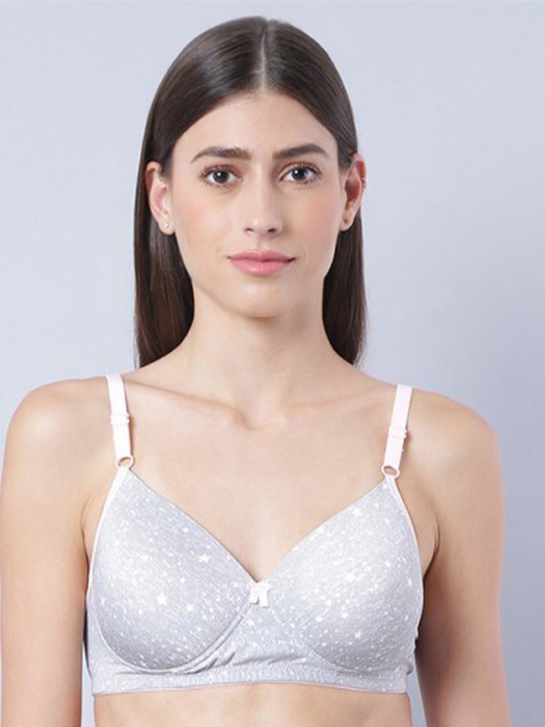 

Aila Geometric Printed Full Coverage T-shirt Bra WIth All Day Comfort, Pink