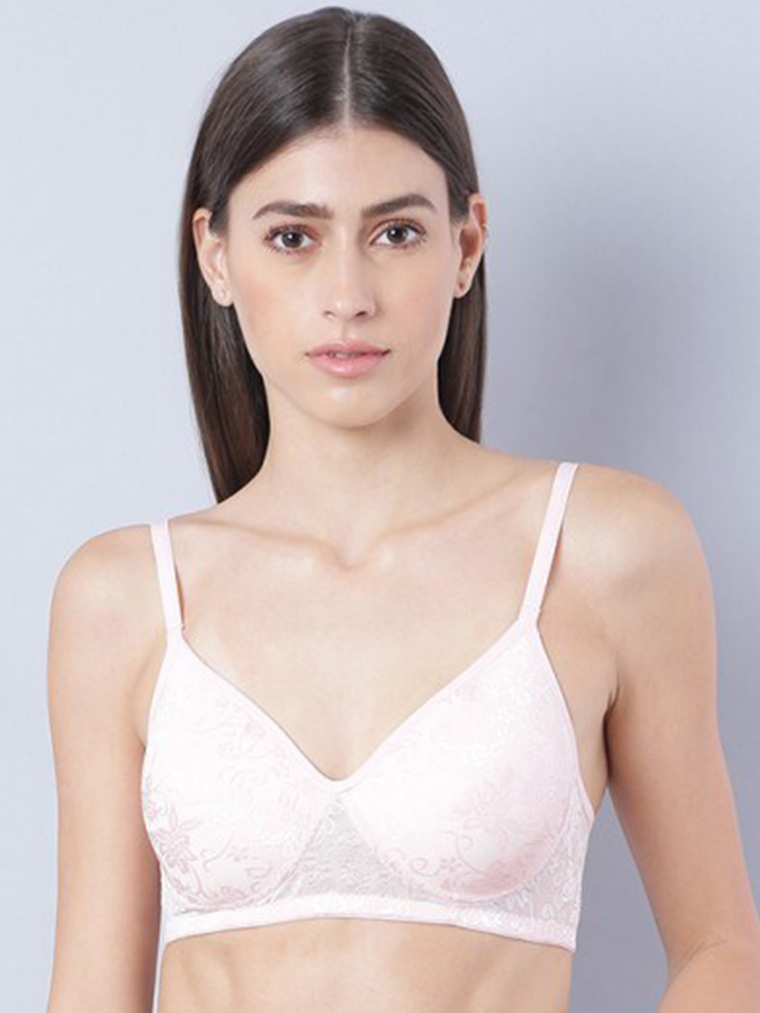 

Aila Full Coverage Self Design Non Padded Everyday Bra With All Day Comfort, Pink