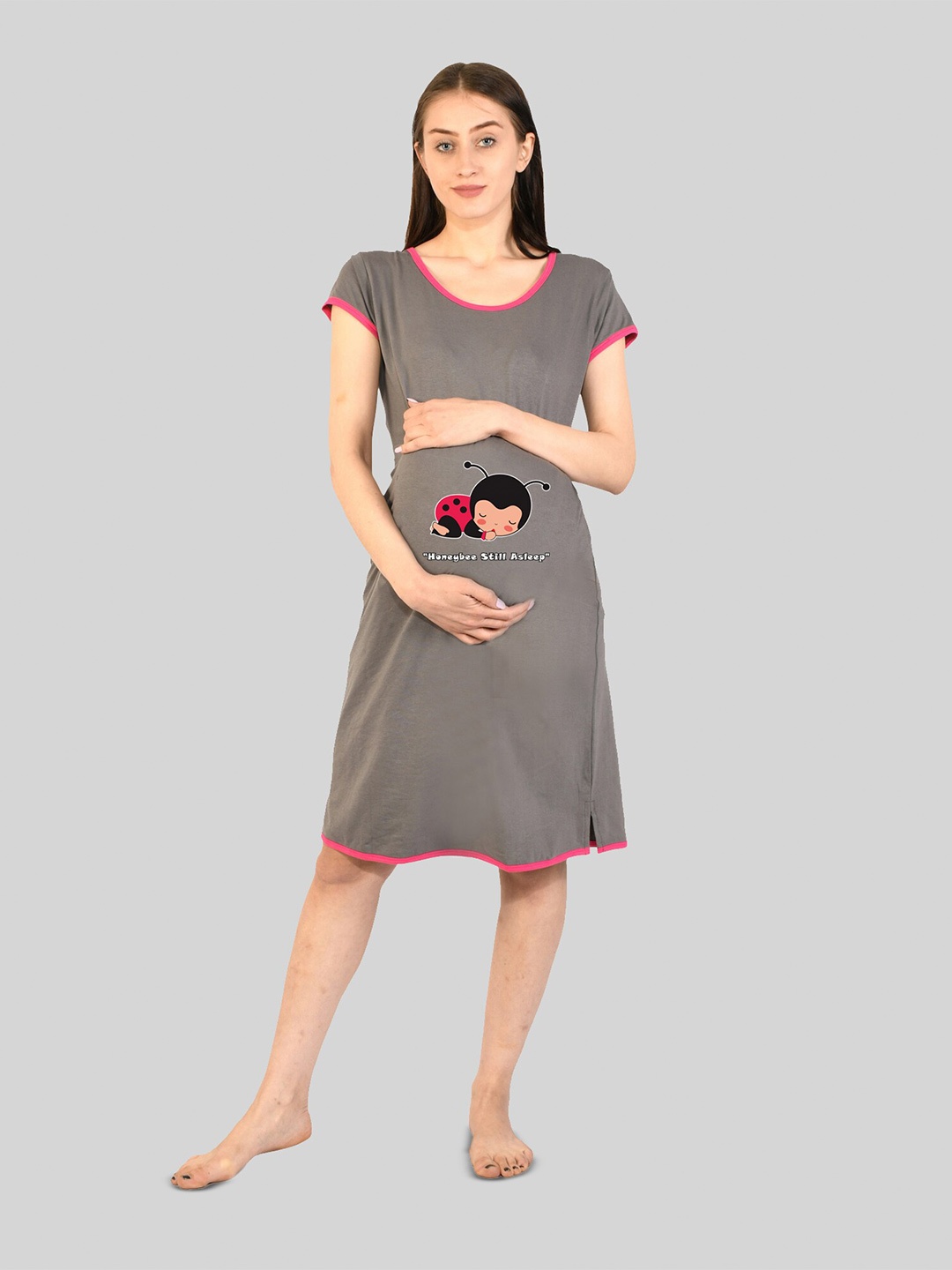 

SillyBoom Graphic Printed T-Shirt Maternity Nightdress, Grey