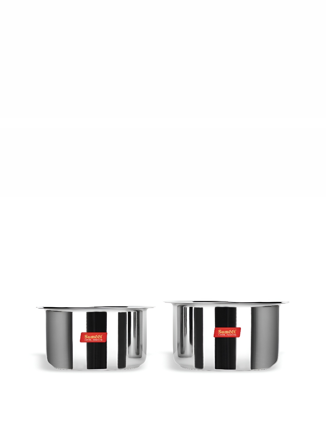 

Sumeet 2 Pieces Stainless Teel Induction Bottom Tope Set With Lids, Steel