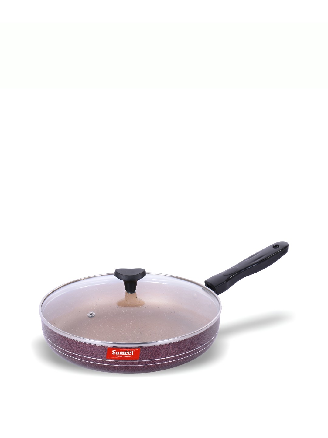 

Sumeet Peach & Black Non Stick Fry Pan With Glass Lid