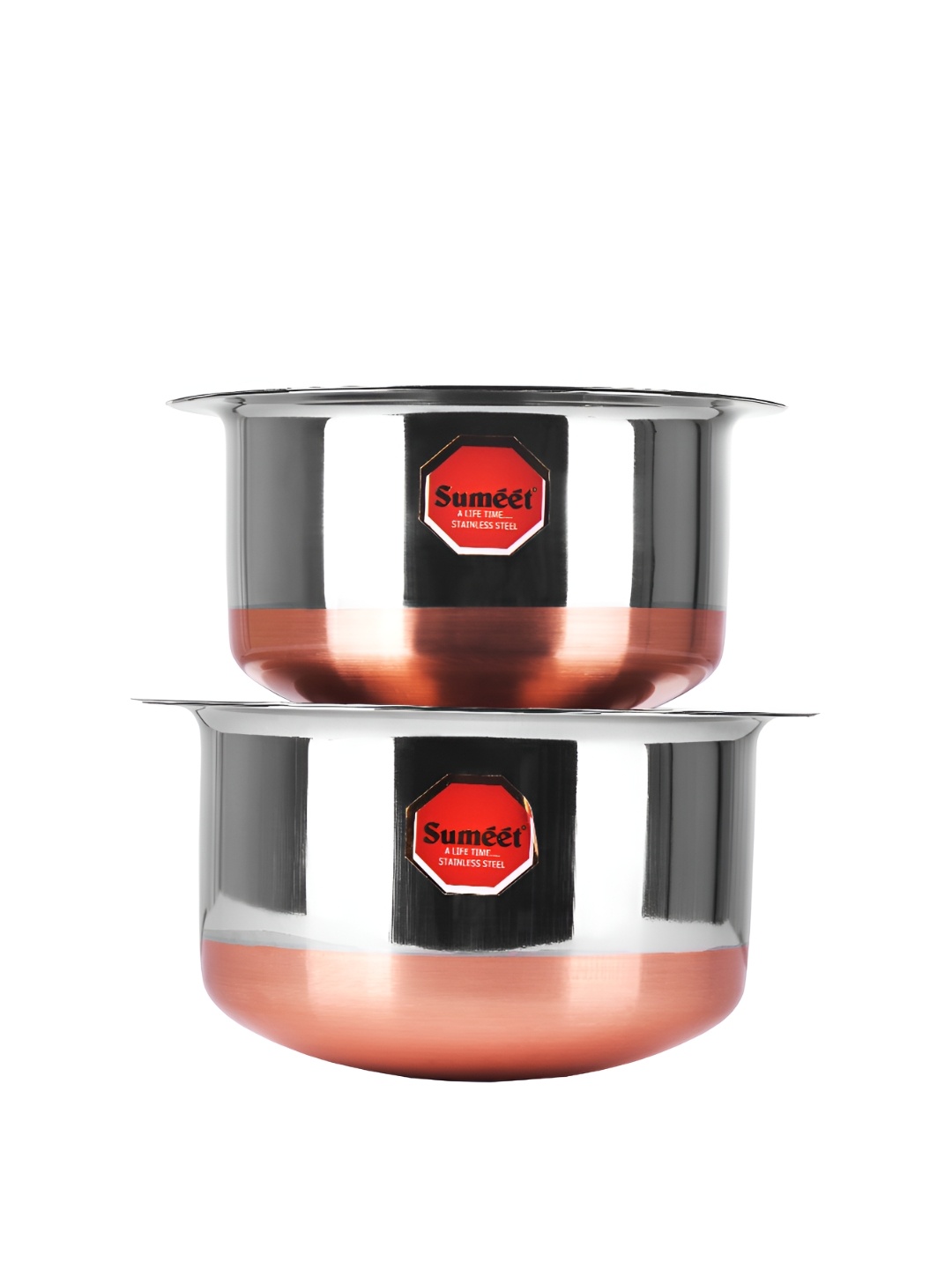 

Sumeet Stainless Steel 2 Pieces Copper Toned Tope With Lids