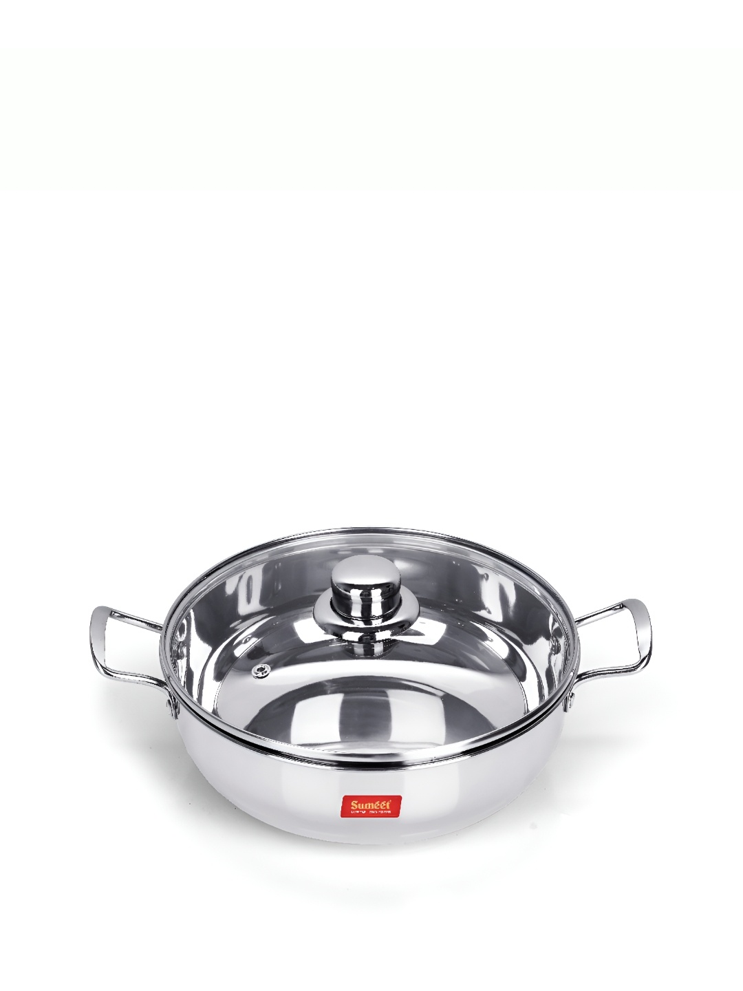

Sumeet Stainless Steel Induction Bottom Dishwasher Safe Kadhai With Glass Lid