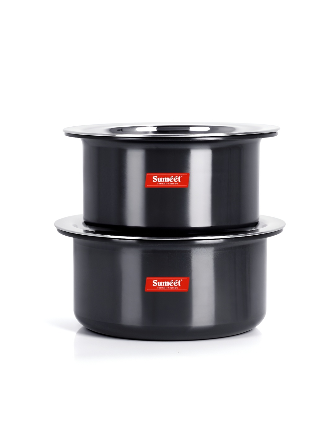 

Sumeet 2 Pieces Aluminium Dishwasher Safe Tope Set, Black