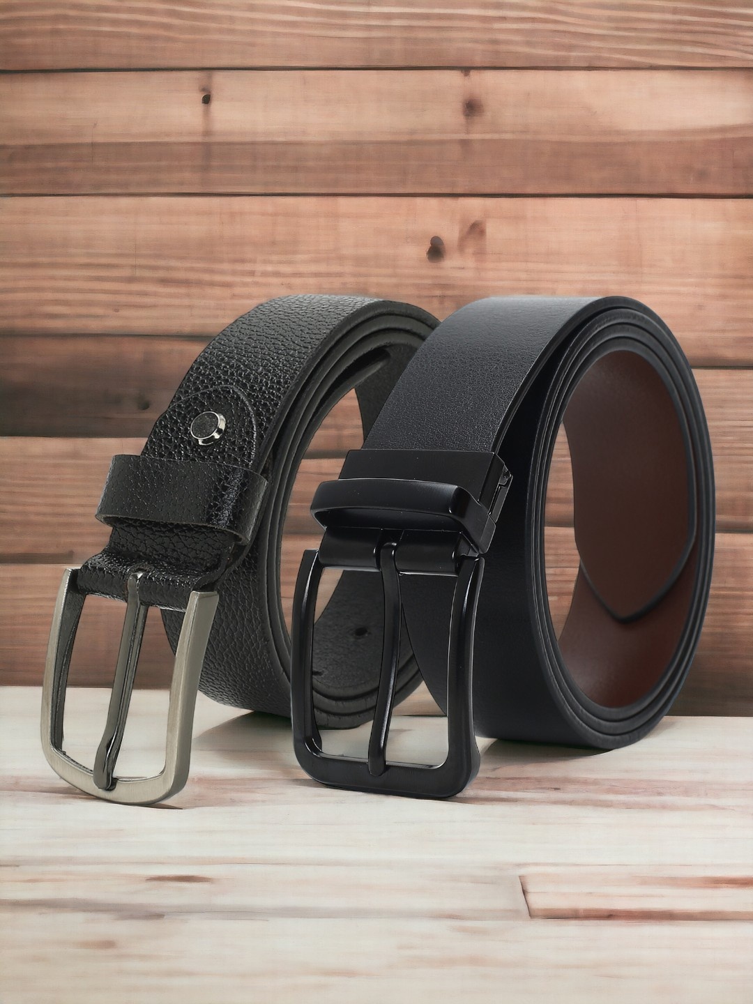 

CRUSSET Men Set Of 2 Textured Leather Reversible Belt, Black