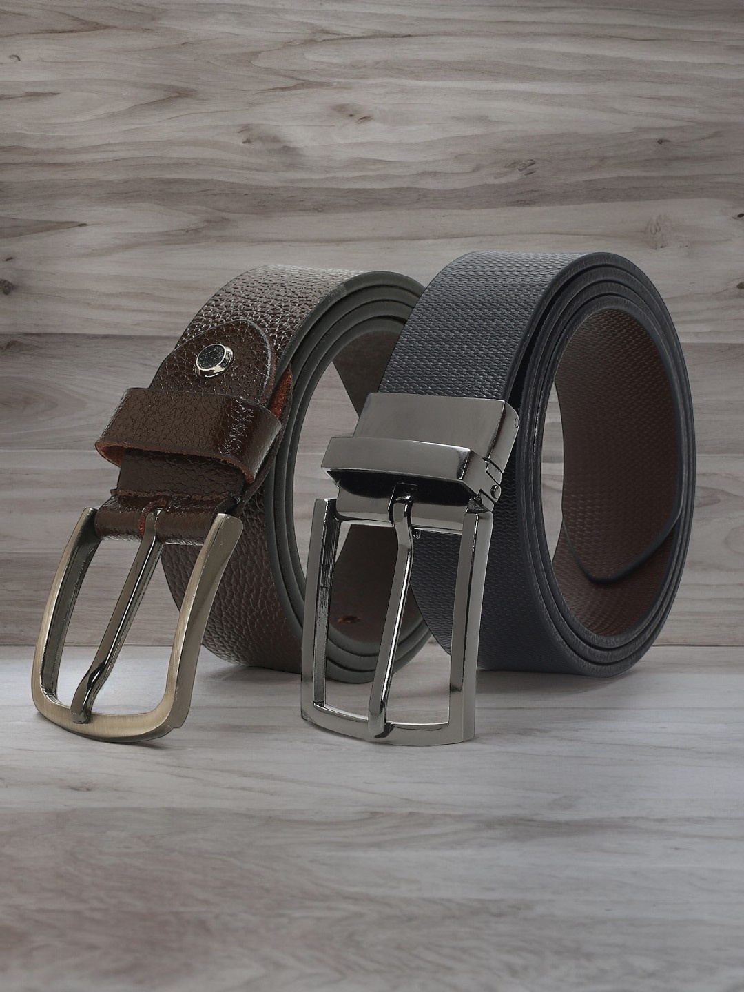 

CRUSSET Men Set Of 2 Reversible Formal Belt, Black