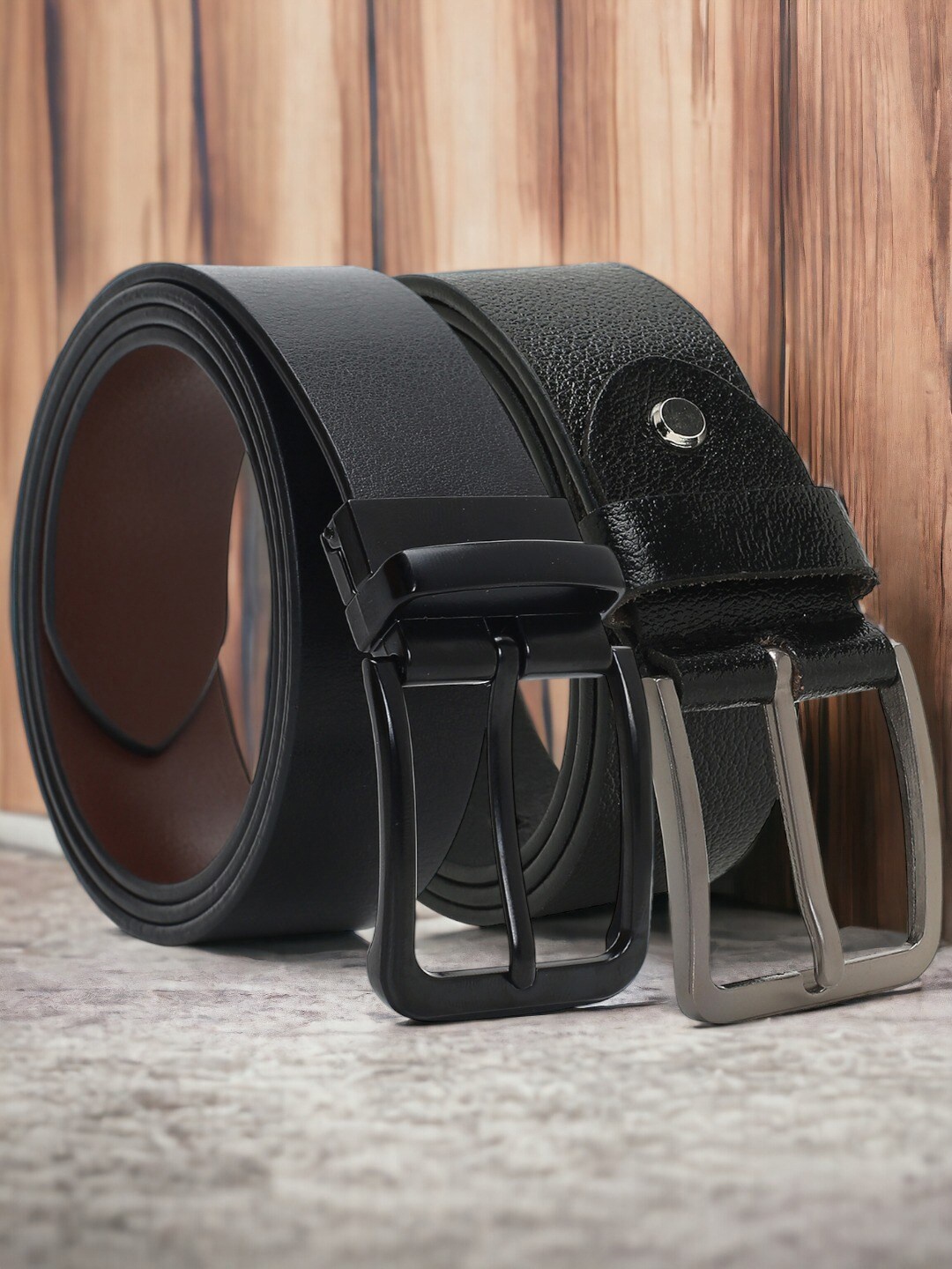 

CRUSSET Men Set Of 2 Leather Reversible Formal Belt, Black