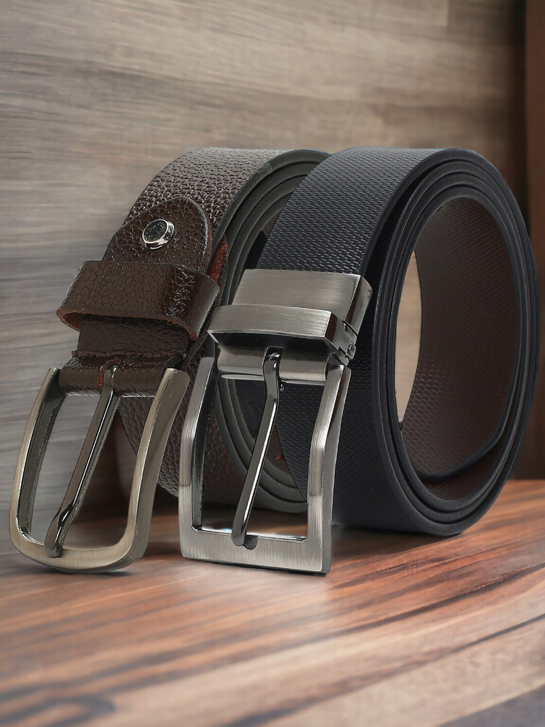 

CRUSSET Men Set Of 2 Leather Reversible Formal Belt, Black