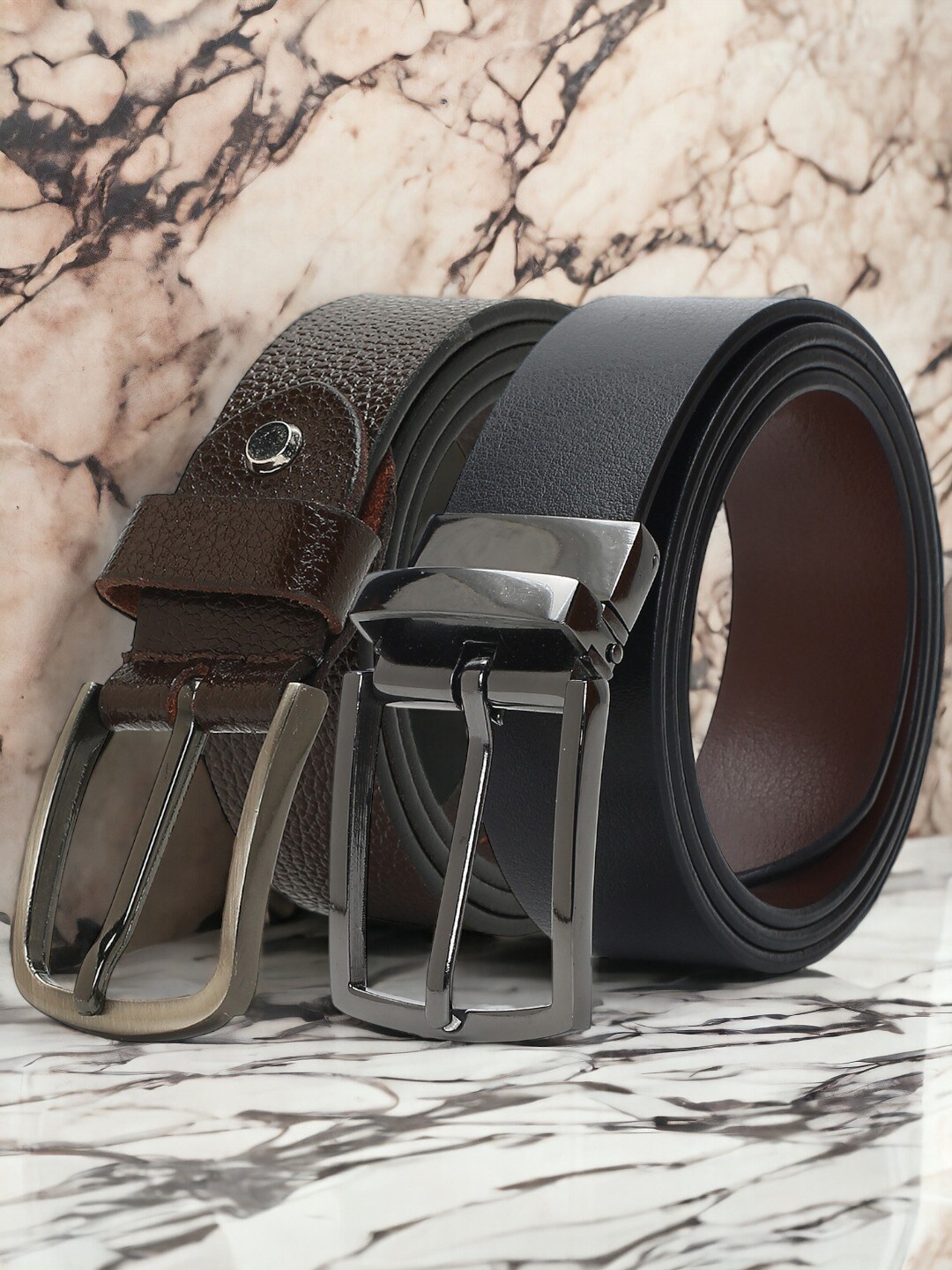 

CRUSSET Men Set Of 2 Leather Reversible Formal Belt, Black