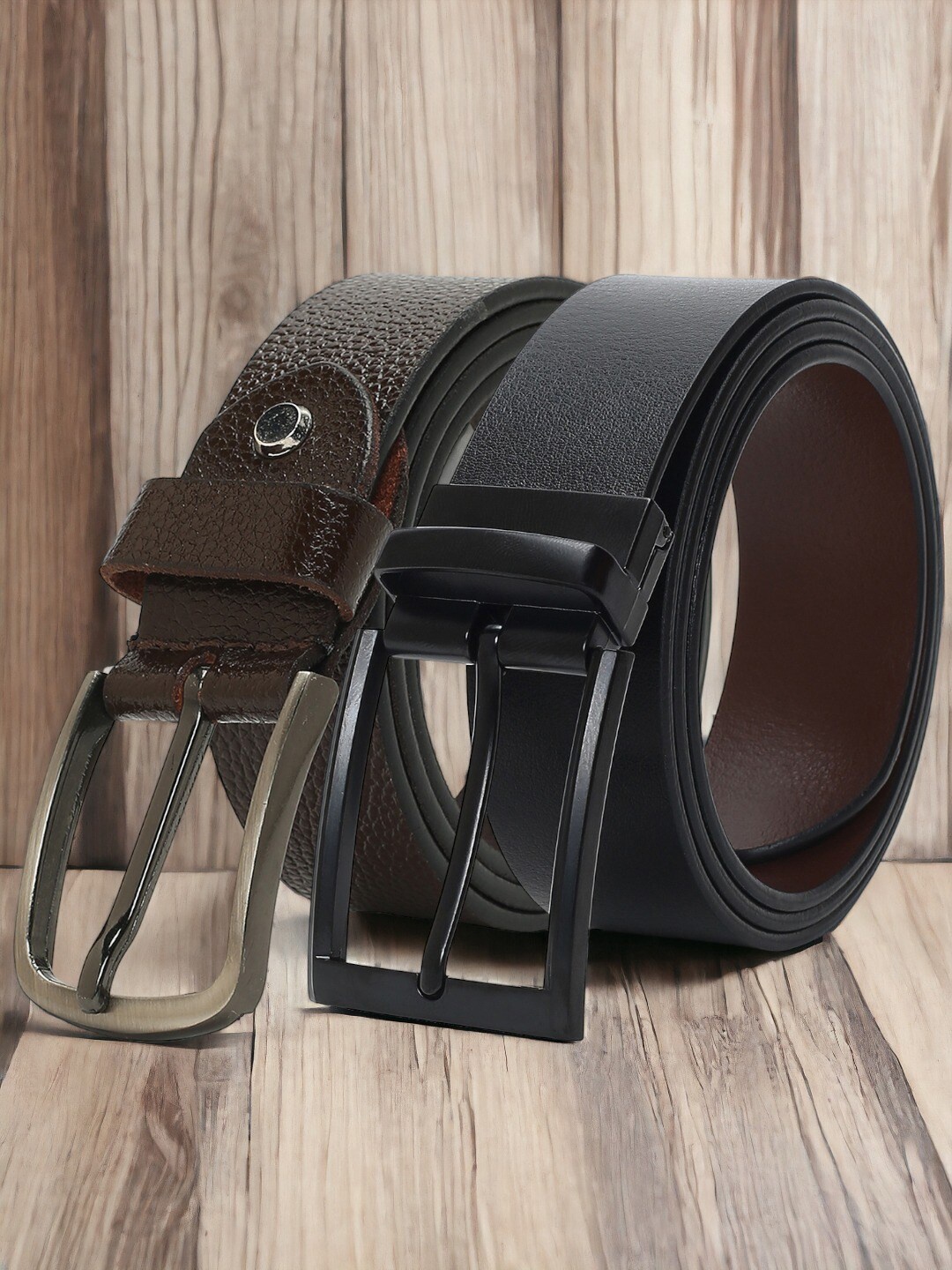 

CRUSSET Men Set Of 2 Leather Reversible Formal Belt, Black