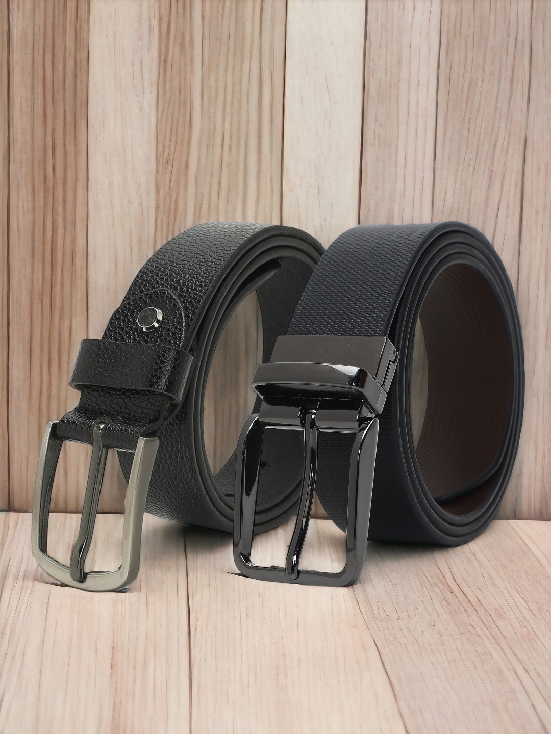 

CRUSSET Men Set Of 2 Leather Reversible Formal Belt, Black