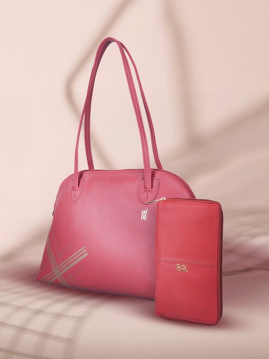 

Baggit Structured Shoulder Bag With Wallet, Red