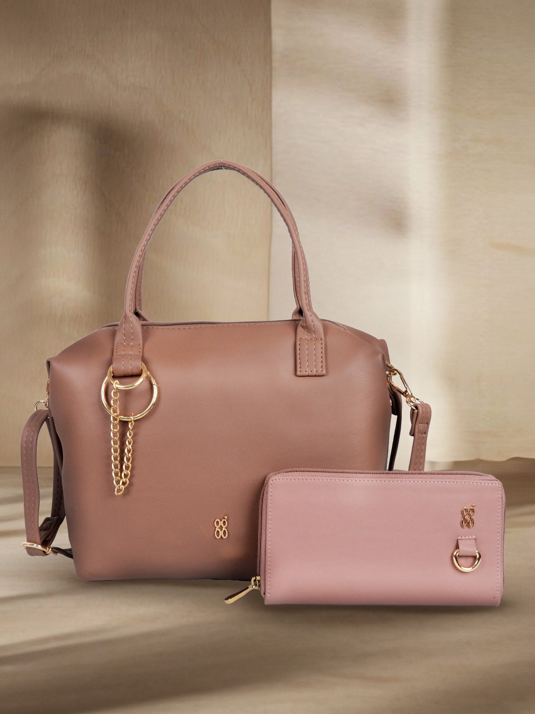

Baggit Structured Handheld Bag with Wallet, Peach