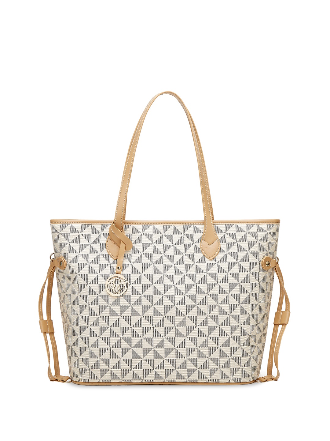 

Sasimo Geometric Printed Structured Tote Bag, Cream