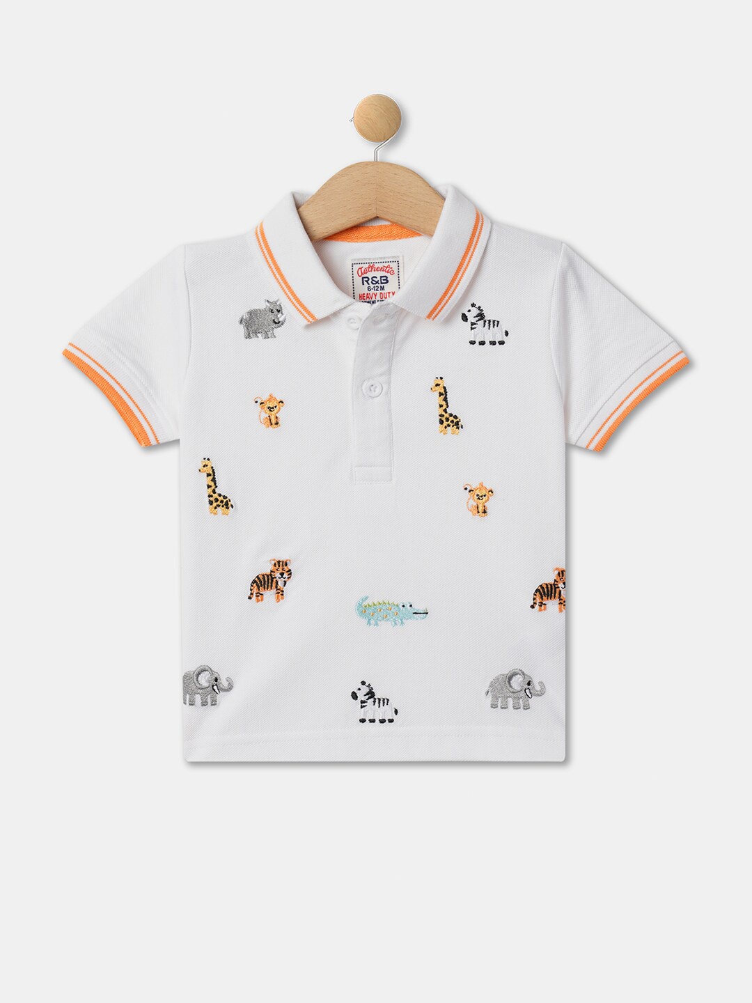 

R&B Boys Conversational Printed Cotton T-shirt, White