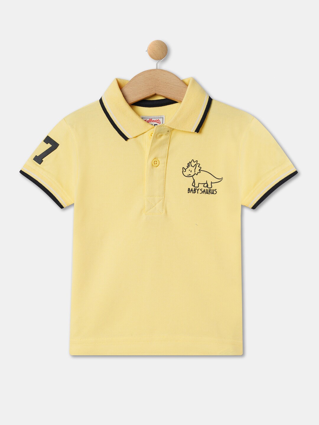 

R&B Boys Relaxed Fit Polo Collar Cotton T-shirt, Yellow