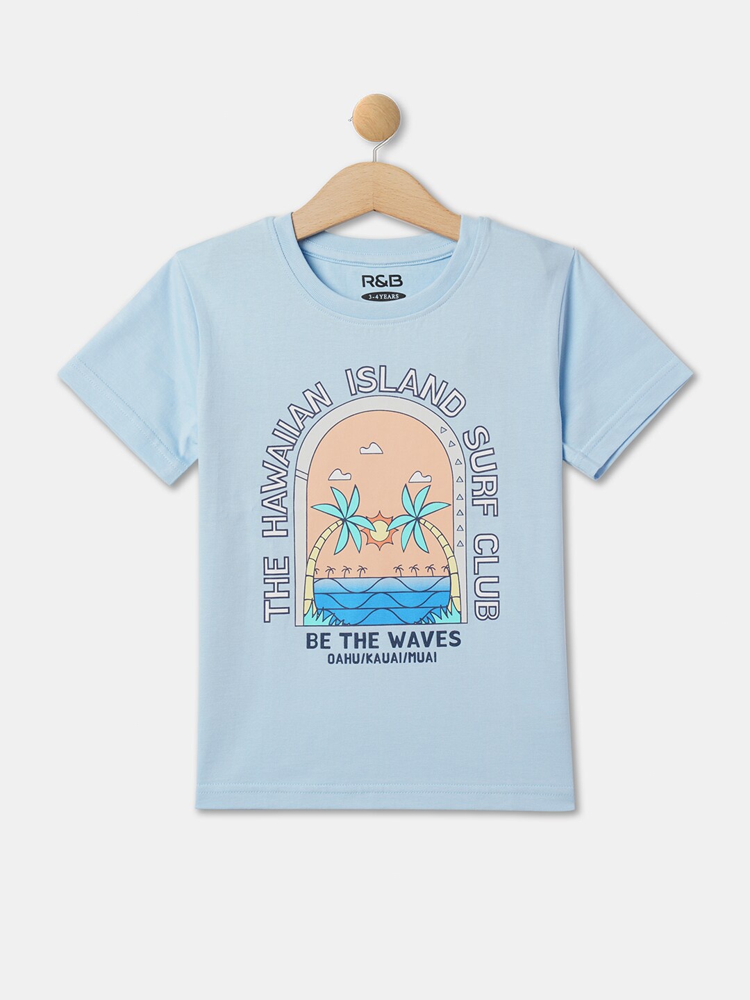

R&B Boys Graphic Printed Cotton Relaxed Fit T-shirt, Blue