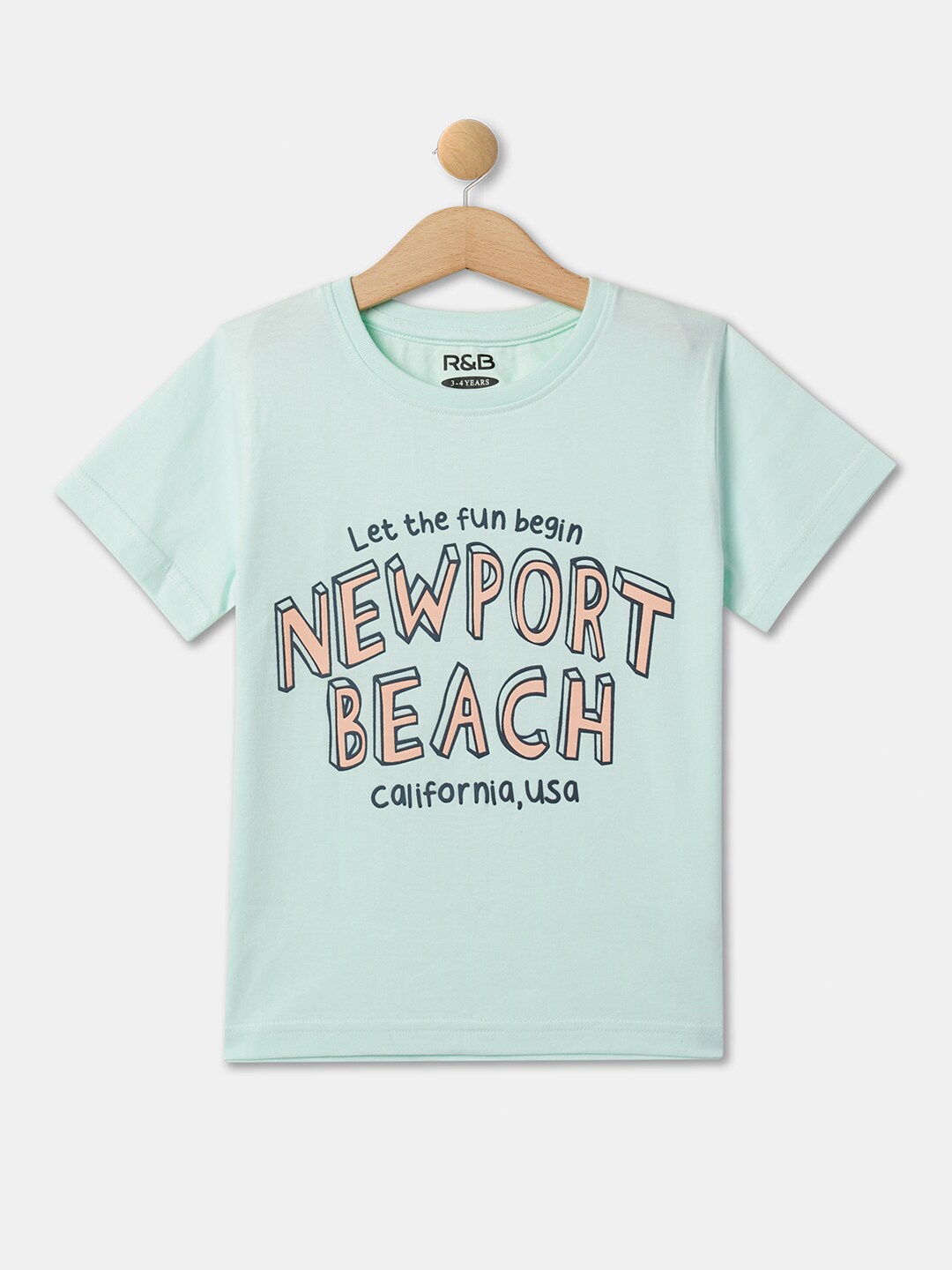 

R&B Boys Typography Printed Relaxed Cotton T-shirt, Sea green