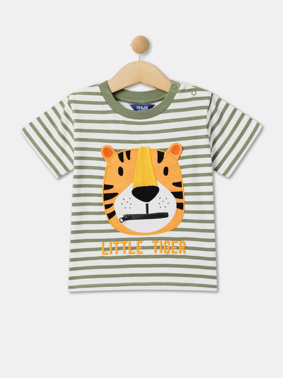 

R&B Boys Striped Cotton T-shirt, White