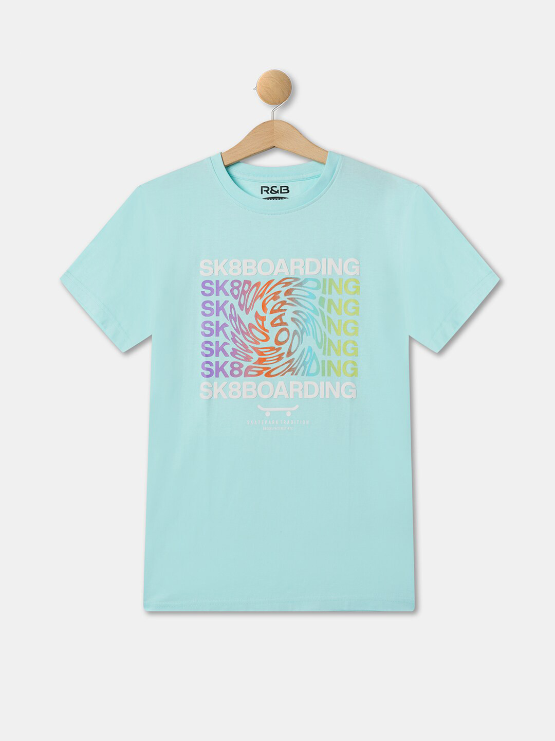 

R&B Boys Typography Printed Relaxed Fit Cotton T-shirt, Blue