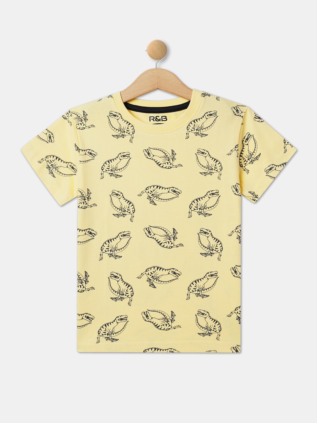 

R&B Boys Conversational Printed Cotton T-Shirt, Yellow