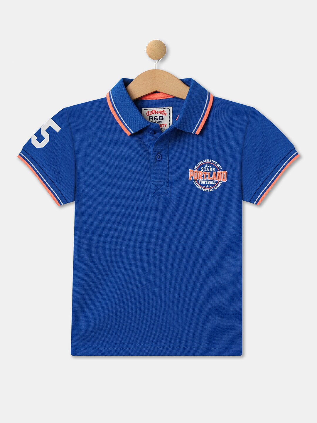 

R&B Boys Relaxed Fit Cotton T-shirt, Blue