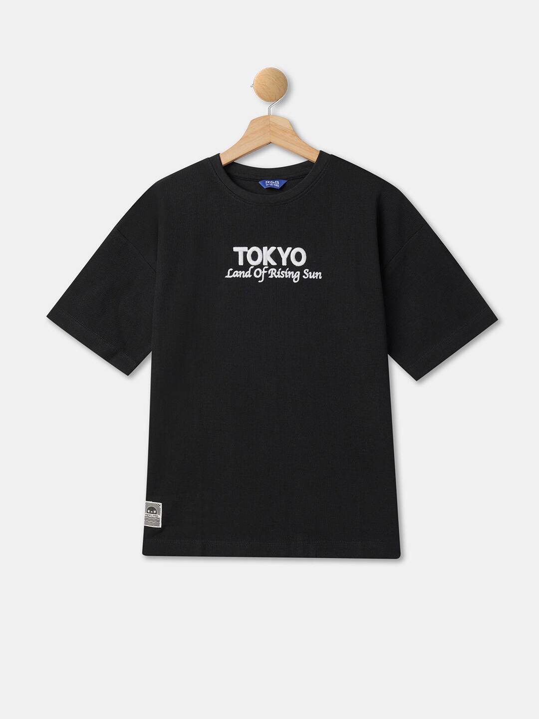 

R&B Boys Typography Printed Relaxed Fit Cotton T-shirt, Black