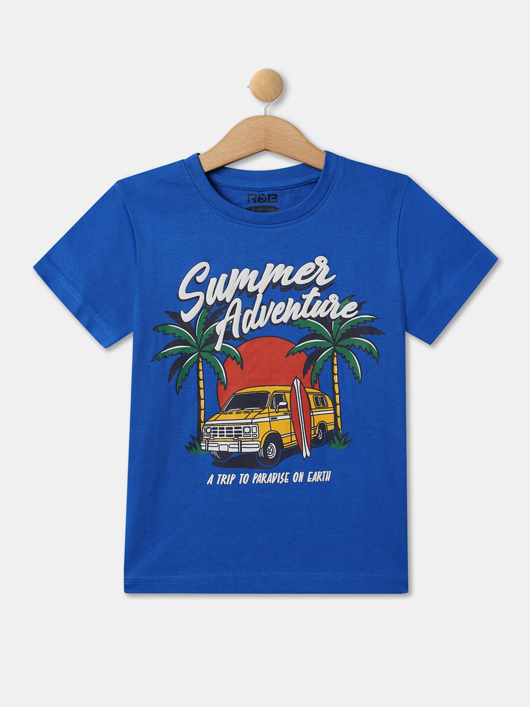 

R&B Boys Graphic Printed Relaxed Cotton T-shirt, Blue