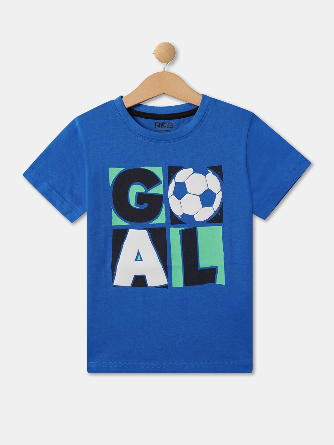 

R&B Boys Typography Printed Relaxed Cotton T-shirt, Blue
