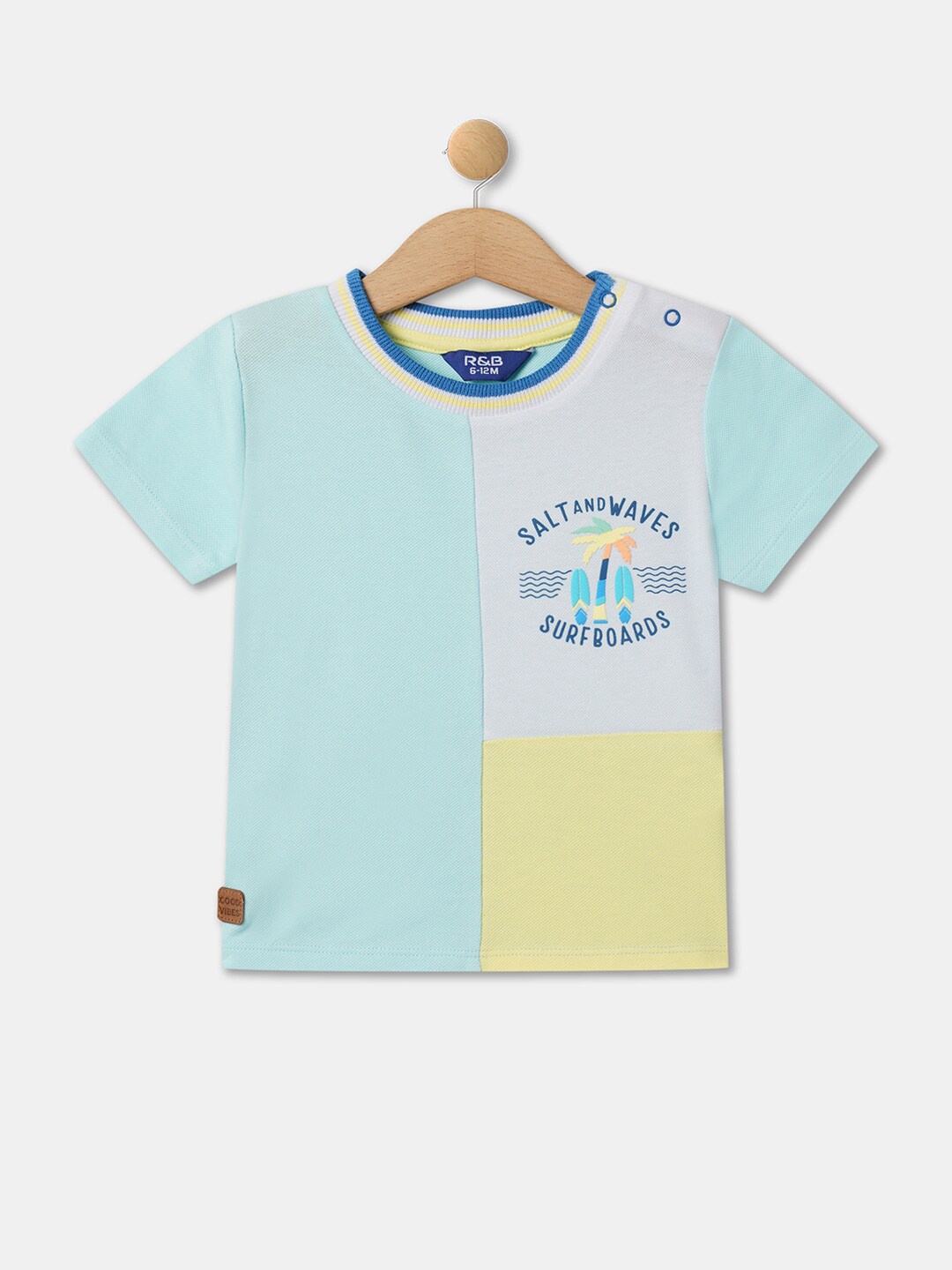 

R&B Infants Boys Colourblocked Relaxed Cotton T-shirt, Sea green