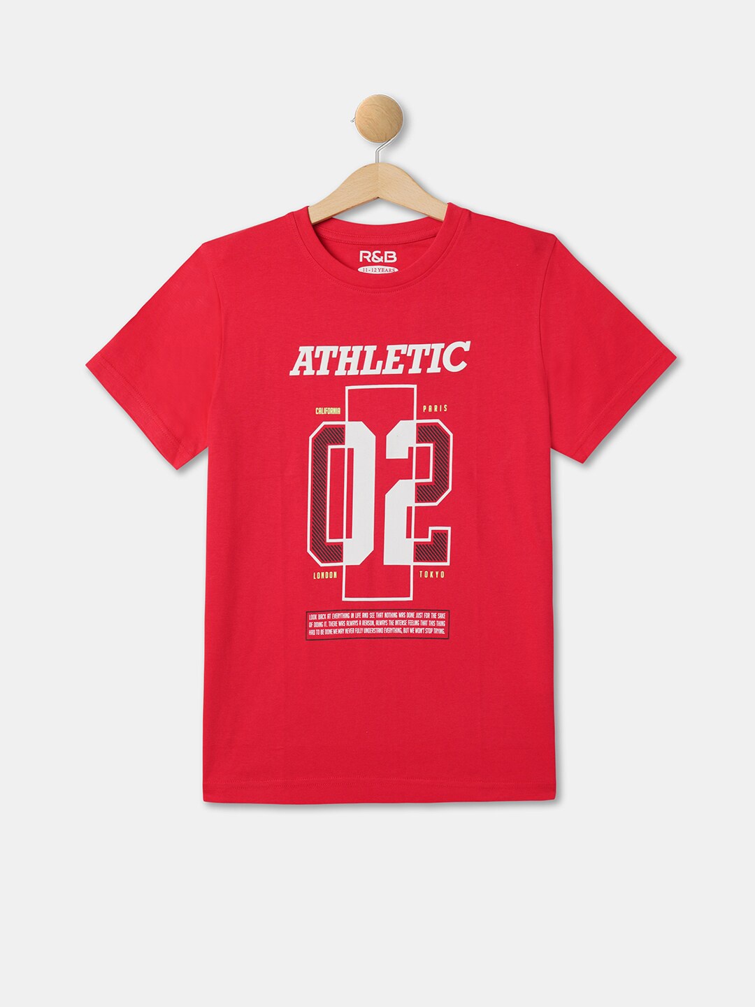 

R&B Boys Typography Printed Relaxed Cotton T-shirt, Red
