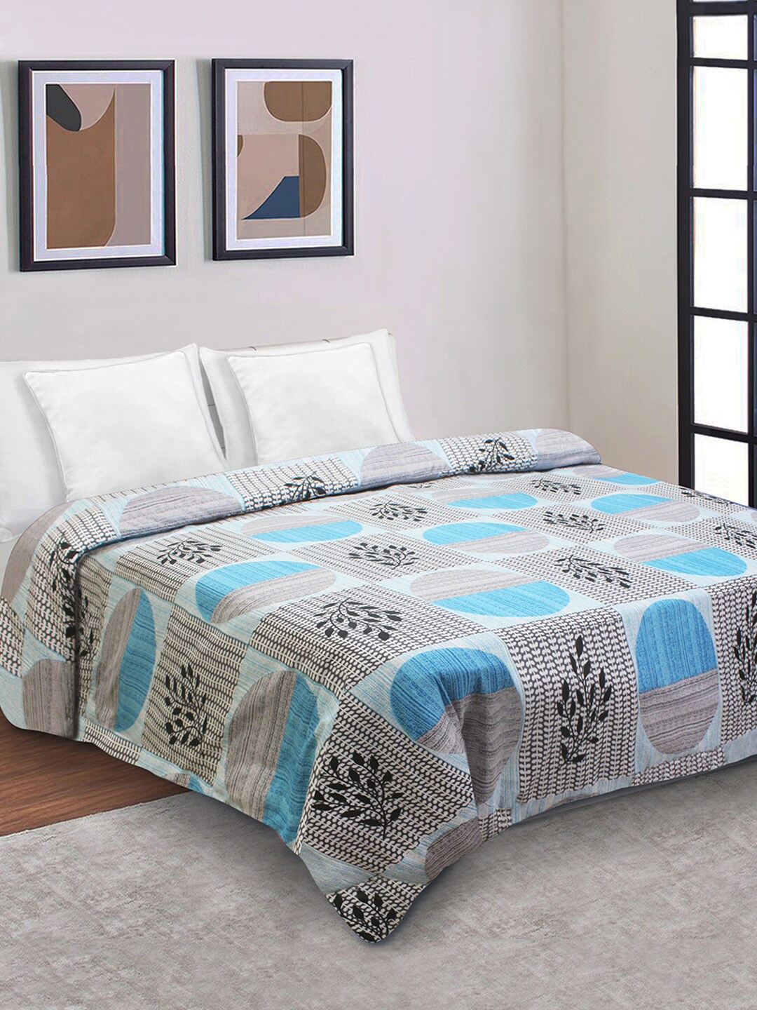 

Aura Blue & Grey Floral Microfiber Mild Winter 150 GSM Single Bed Duvet