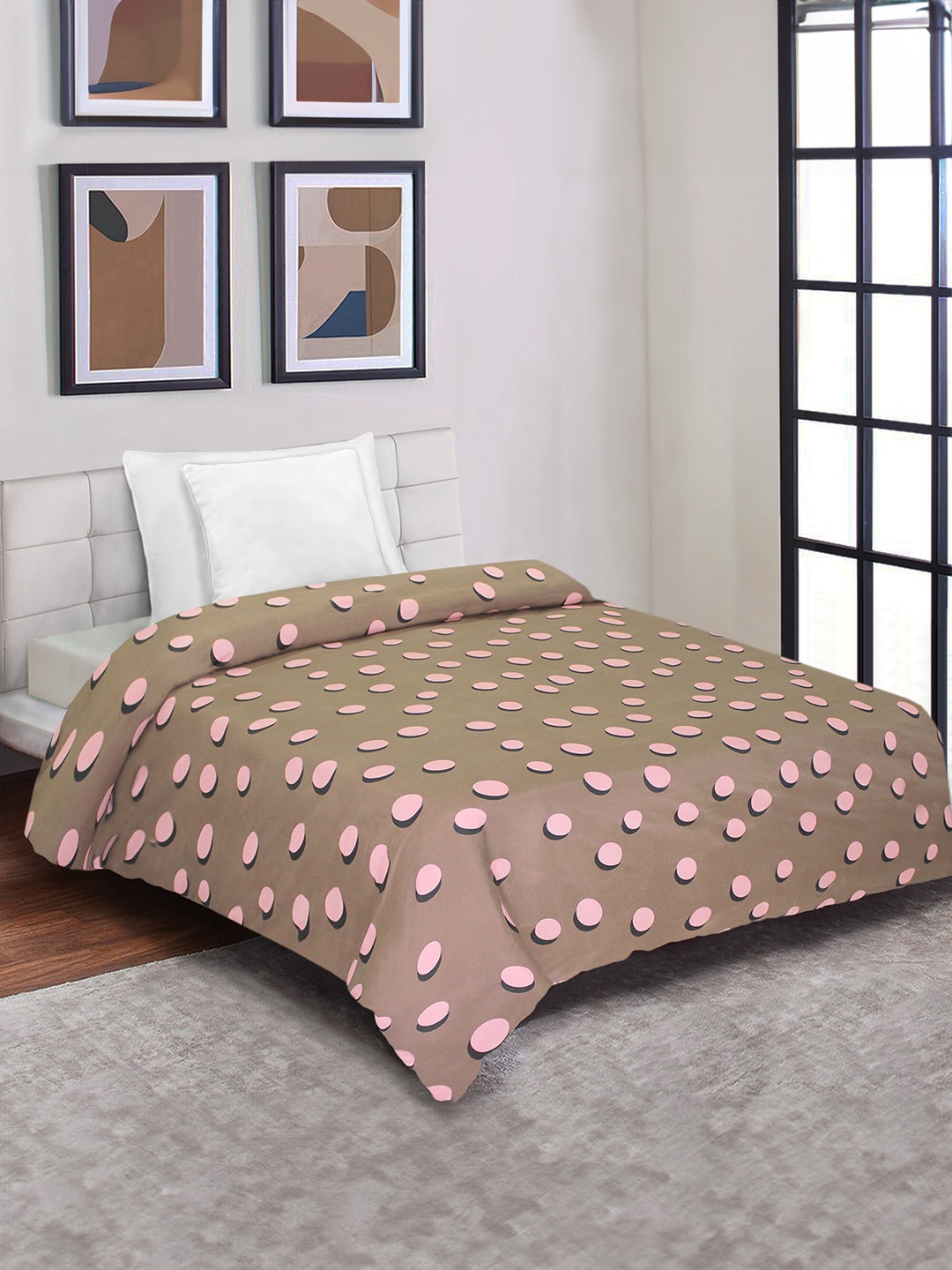 

Aura Brown & Pink Geometric Microfiber Mild Winter 150 GSM Single Bed Duvet